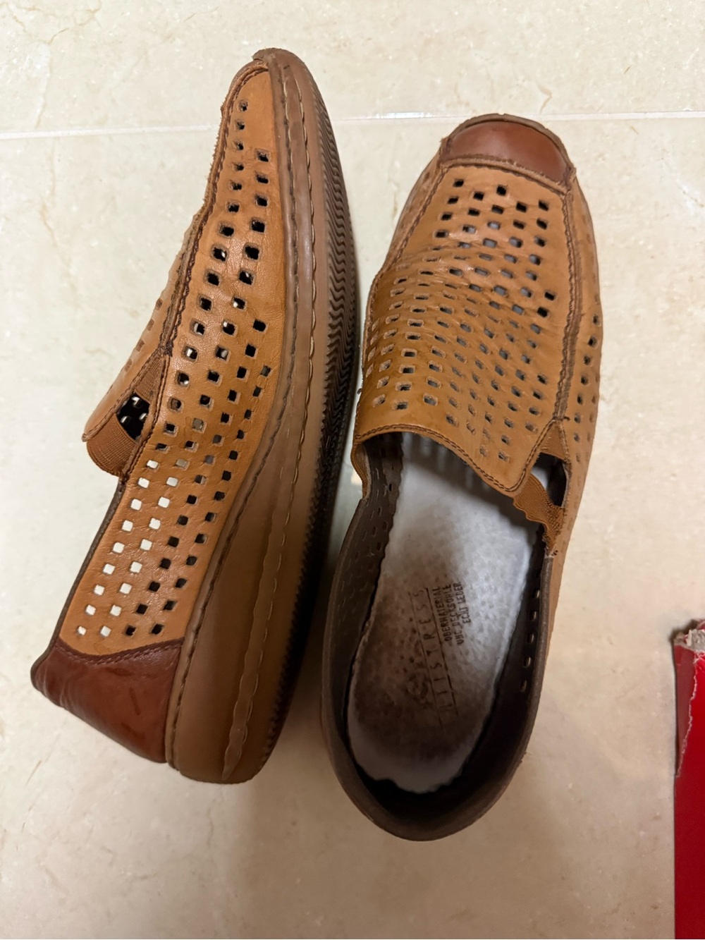 Rieker Antistress Doro Leather Slip-On Shoes – Amaretto – Size 41